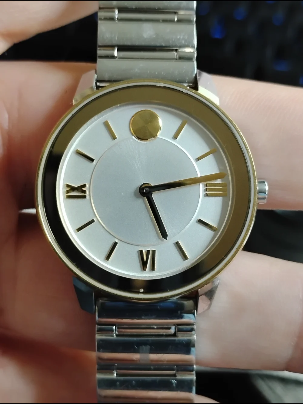 Movado Two-Tone Silver and Gold Accent Bracelet Watch